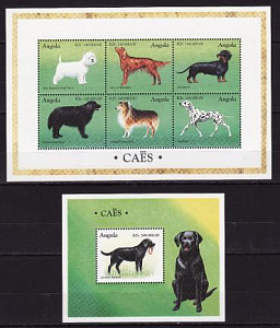 Ангола, 1998, Собаки, лист, блок